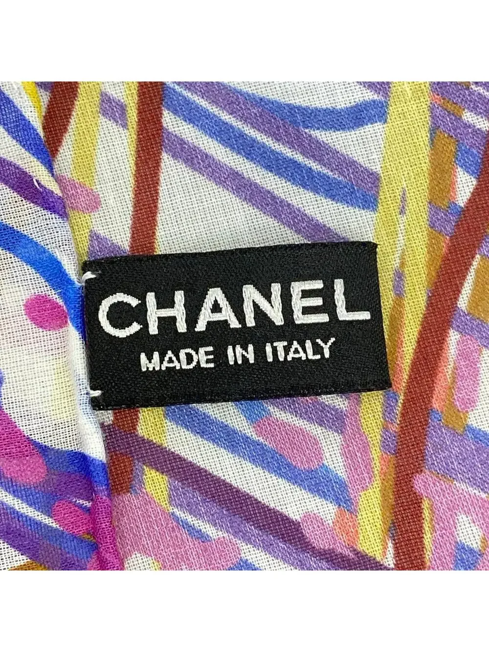Chanel White Multi Cotton Scarf #301945C62B